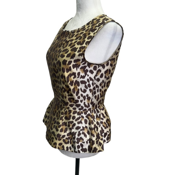 Kate Spade Randi Leopard Print Sleeveless Peplum Top Blouse Size 2 - Picture 5 of 10